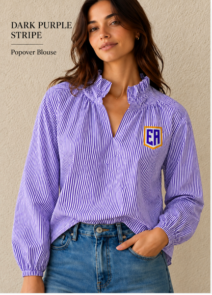 Custom Woven Long sleeve with Ruffle Collar and Elastic sleeve