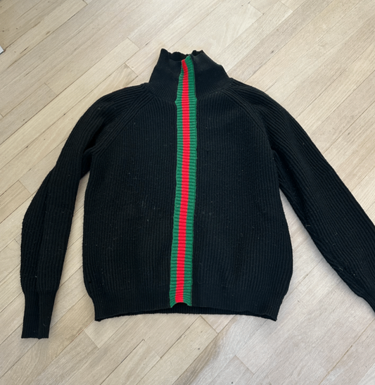 Mock Neck Sweater with Front Stripe