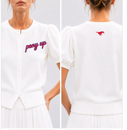 White Pony Up  Puff Sleeve Cardigan