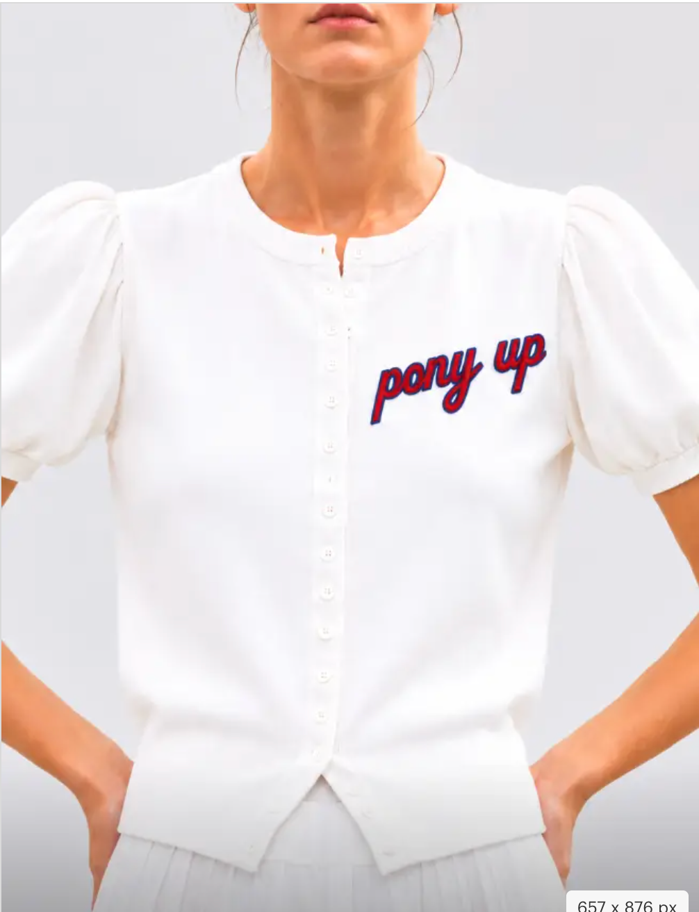 White Pony Up  Puff Sleeve Cardigan