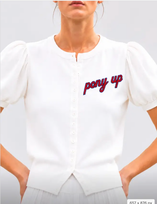 White Pony Up  Puff Sleeve Cardigan
