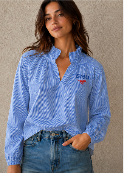 Custom Woven Long sleeve with Ruffle Collar and Elastic sleeve